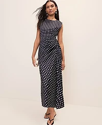 Ann Taylor Polka Dot Maxi Dress Satin Night Sky B Women's