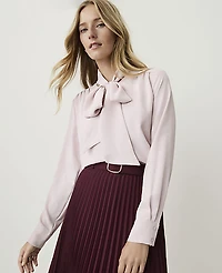Ann Taylor Bow Blouse Mother Of Pearl Women's