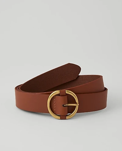 Ann Taylor Leather Round Buckle Belt Women's