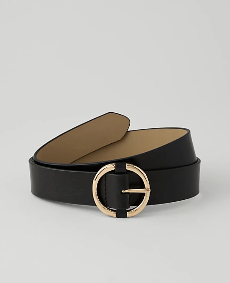 Ann Taylor Leather Round Buckle Belt Women's