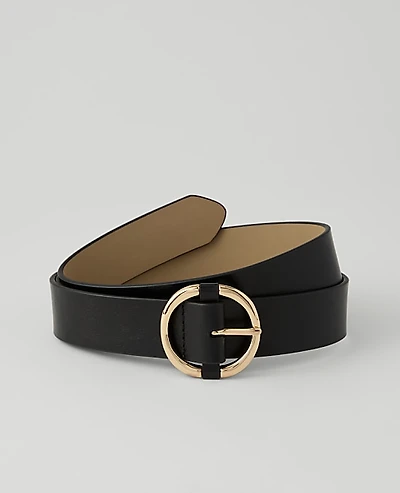 Ann Taylor Leather Round Buckle Belt Women's