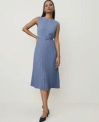 Ann Taylor Sleeveless Pleated Midi Dress Cool Dusk Women's