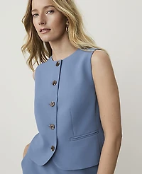 Ann Taylor The Petite Cropped Vest Fluid Crepe Cool Dusk Women's