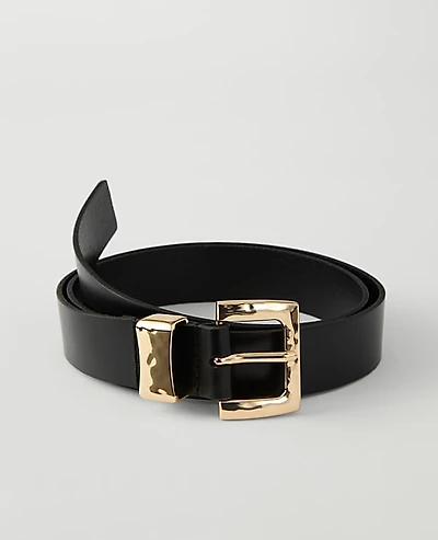Ann Taylor Leather Textured Square Buckle Belt Women's