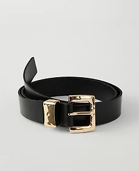 Ann Taylor Leather Textured Square Buckle Belt Women's