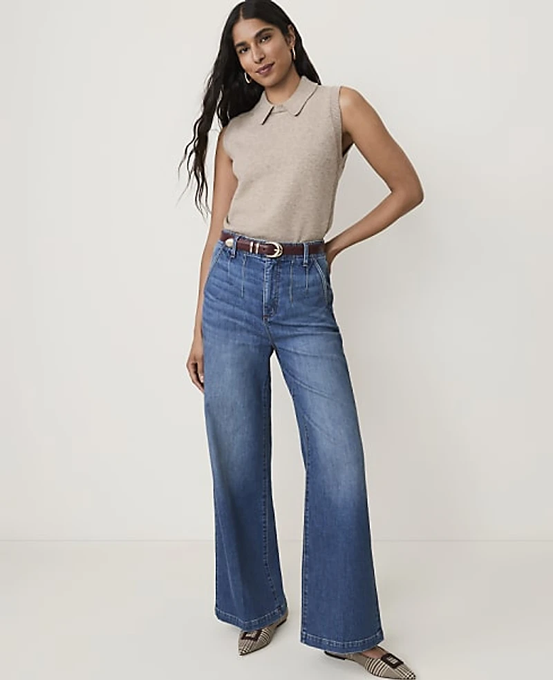 Ann Taylor The Petite Darted Waist Trouser Jean Luxe Medium Wash Women's