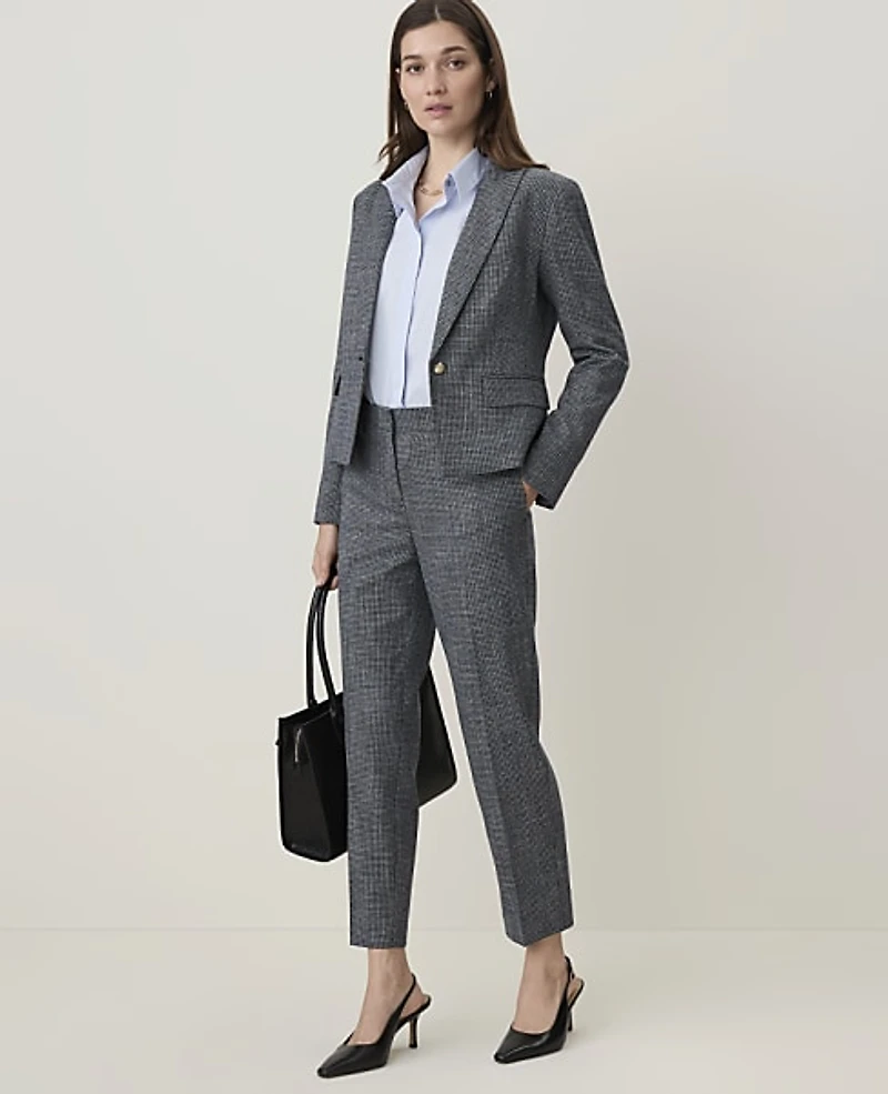 Ann Taylor The Petite Eva Ankle Pant Plaid Dark Monochrome Women's