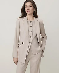 Ann Taylor The Petite Crosby Blazer Windowpane Tan White Women's