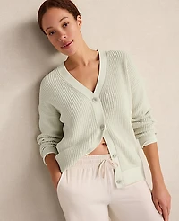 Ann Taylor Haven Well Within Garment-Dyed Organic Cotton Shaker Stitch Cardigan Women's