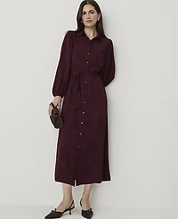 Ann Taylor Paisley Belted Midi Shirtdress Purest Plum Women's