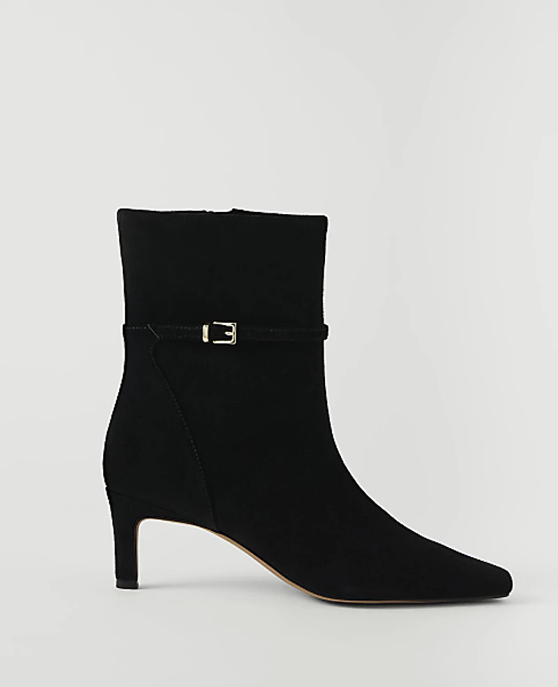 Ann Taylor Suede Skinny Heel Tall Boot Black Women's