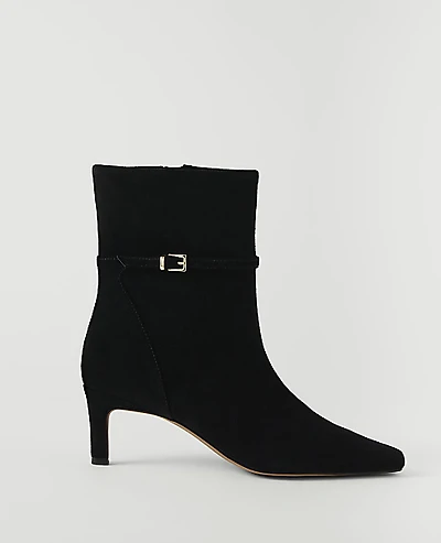 Ann Taylor Suede Skinny Heel Tall Boot Black Women's