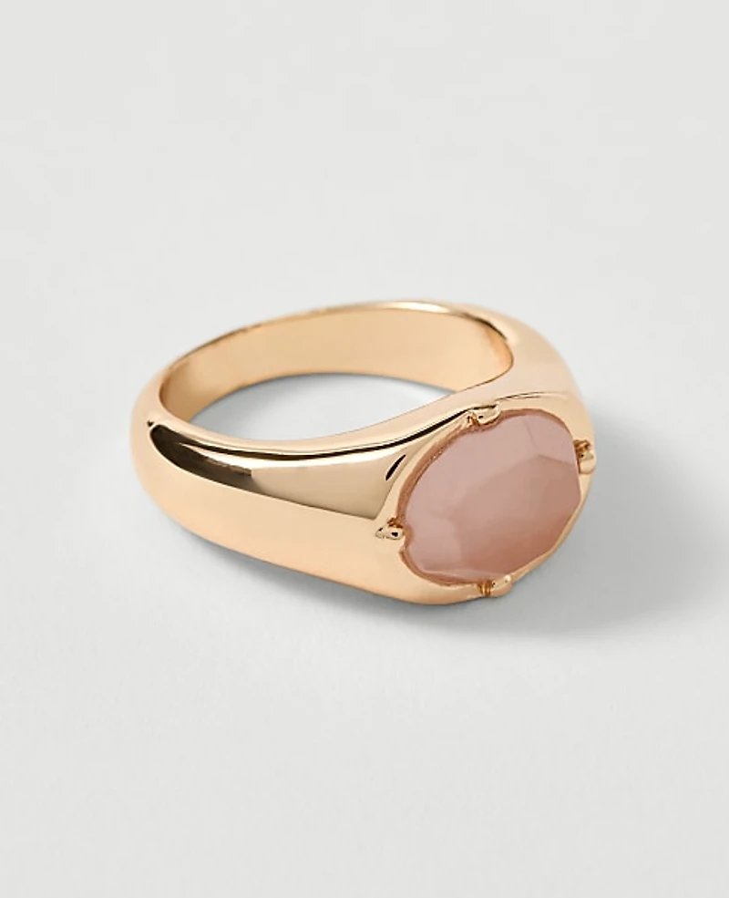 Ann Taylor Metal Stone Ring Size 8 Goldtone Women's