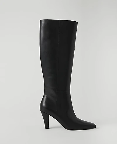 Ann Taylor Leather Skinny Heel Tall Boot Black Women's