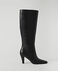 Ann Taylor Leather Skinny Heel Tall Boot Black Women's
