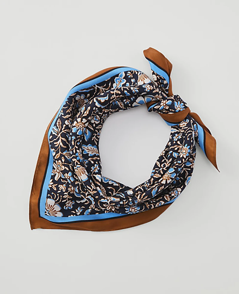 Ann Taylor Weekend Floral Silk Scarf Night Sky Women's