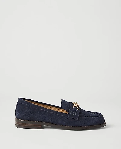 Ann Taylor Hardware Embellished Suede Loafer Women's