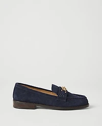 Ann Taylor Hardware Embellished Suede Loafer Women's