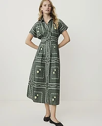 Ann Taylor Petite Weekend Floral Midi Shirtdress Winding Ivy Women's