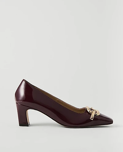 Ann Taylor Patent Leather Buckle Pump Oxblood Women's