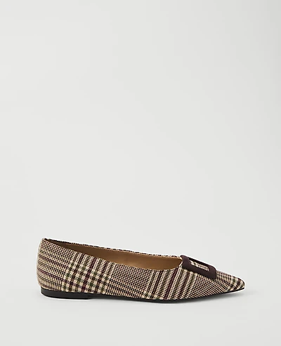 Ann Taylor Plaid Buckle Flat Pure Chocolate Women's