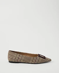 Ann Taylor Plaid Buckle Flat Pure Chocolate Women's