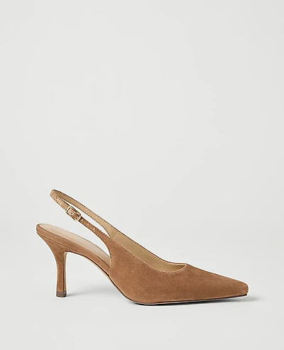 Ann Taylor Suede Slingback Pump Coffee Bean Women's