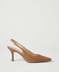 Ann Taylor Suede Slingback Pump Coffee Bean Women's