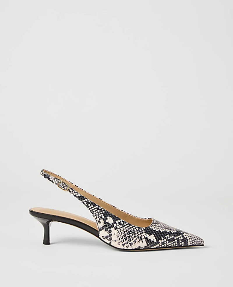 Ann Taylor Snake Print Slingback Pump Black Multi Women's