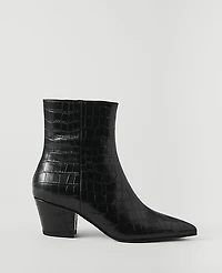 Ann Taylor Croco Tapered Heel Bootie Black Women's