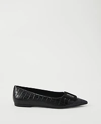 Ann Taylor Croco Buckle Flat Black Women's