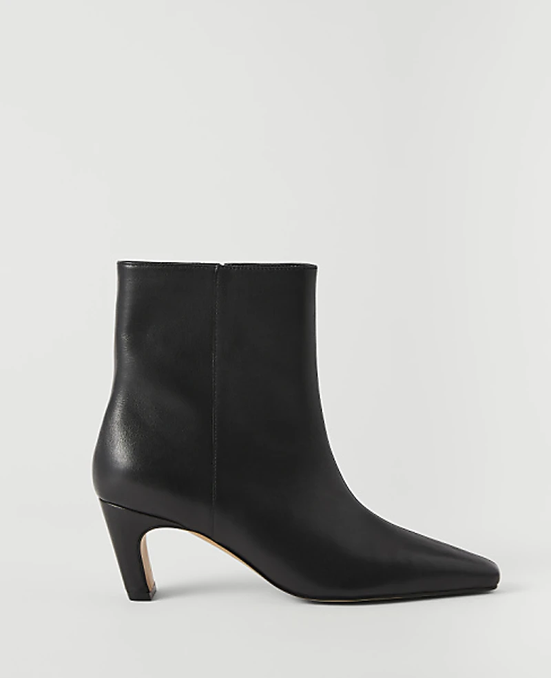 Ann Taylor Leather Skinny Heel Bootie Black Women's