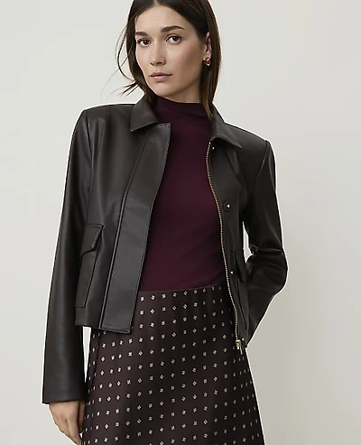 Ann Taylor Petite Collared Patch Pocket Jacket Pure Chocolate Women's