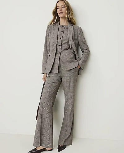 Ann Taylor The Petite Flare Trouser Plaid Multi Women's