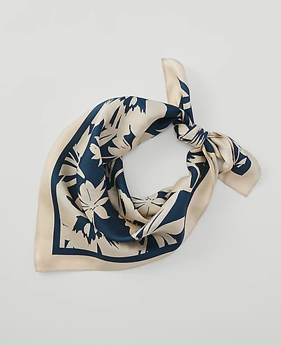 Ann Taylor Floral Silk Scarf Deep Forest Pine Women's