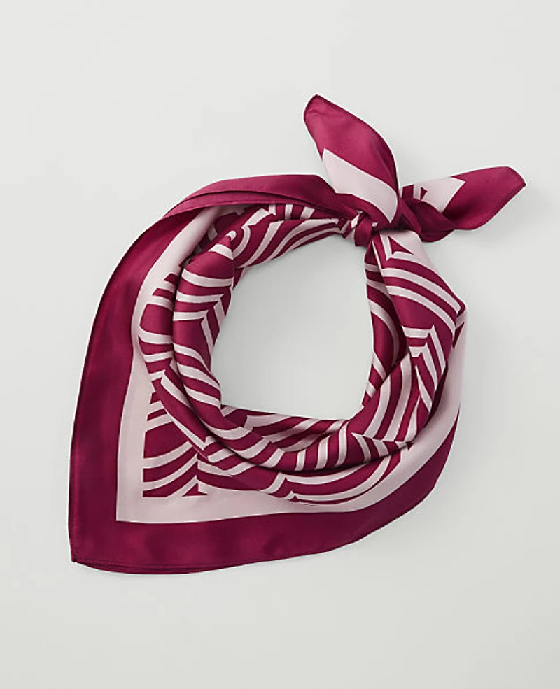Ann Taylor Wave Print Silk Scarf Rich Merlot Women's