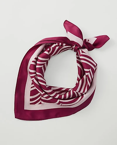 Ann Taylor Wave Print Silk Scarf Rich Merlot Women's