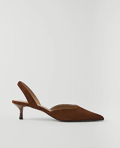 Ann Taylor Suede Slingback Pump Chestnut Brown Women's