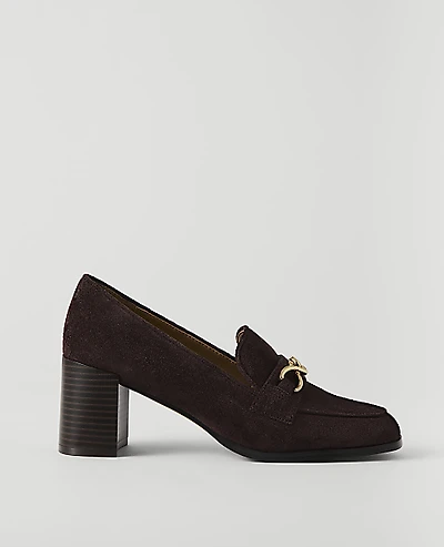 Ann Taylor Suede Hardware Embellished Loafer Pump Women's