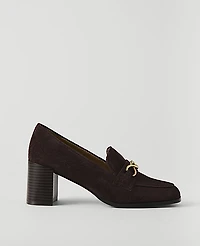 Ann Taylor Suede Hardware Embellished Loafer Pump Women's