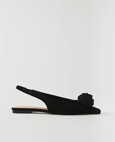 Ann Taylor Suede Rosette Slingback Flat Women's