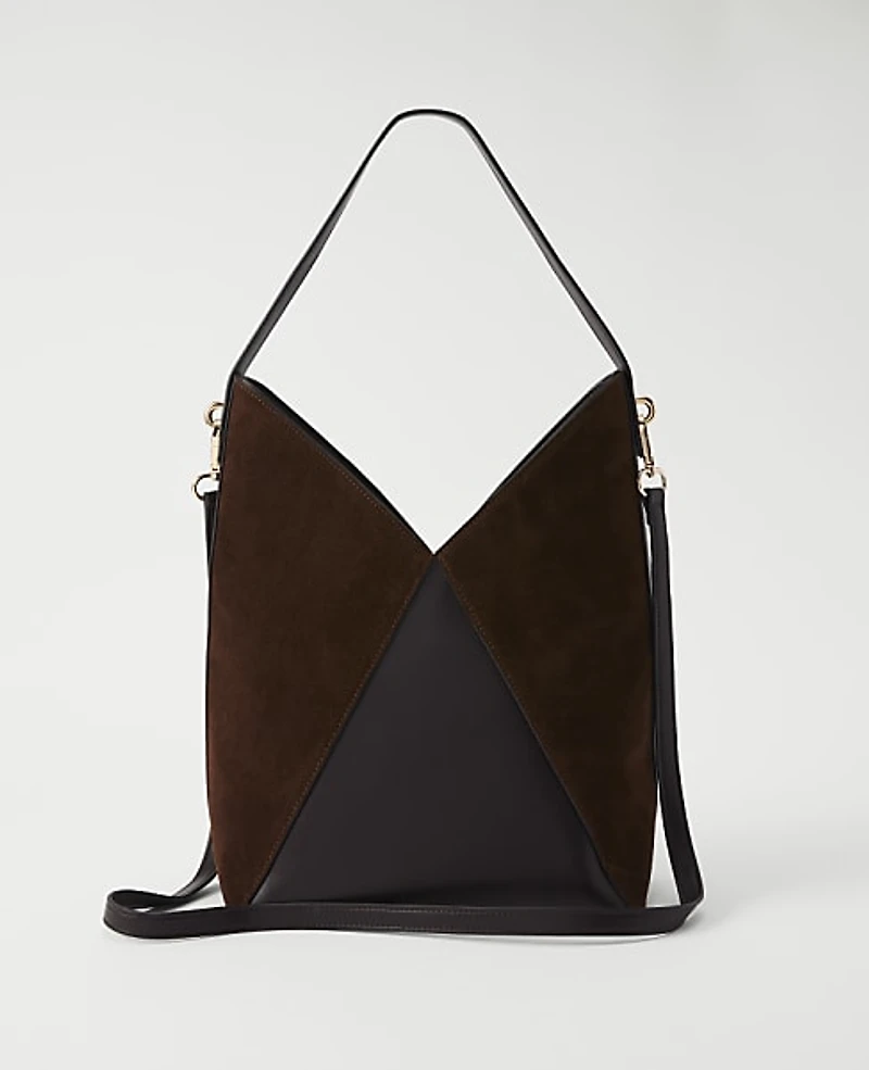 Ann Taylor Weekend Suede Bucket Bag Pure Chocolate Women's
