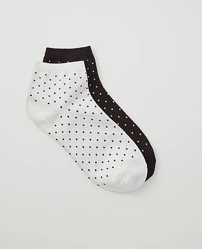 Ann Taylor Polka Dot Ankle Sock Set French Mocha Women's