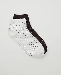 Ann Taylor Polka Dot Ankle Sock Set French Mocha Women's