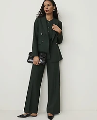 Ann Taylor The Petite Wide-Leg Pant Seasonless Stretch Dark Forest Green Women's