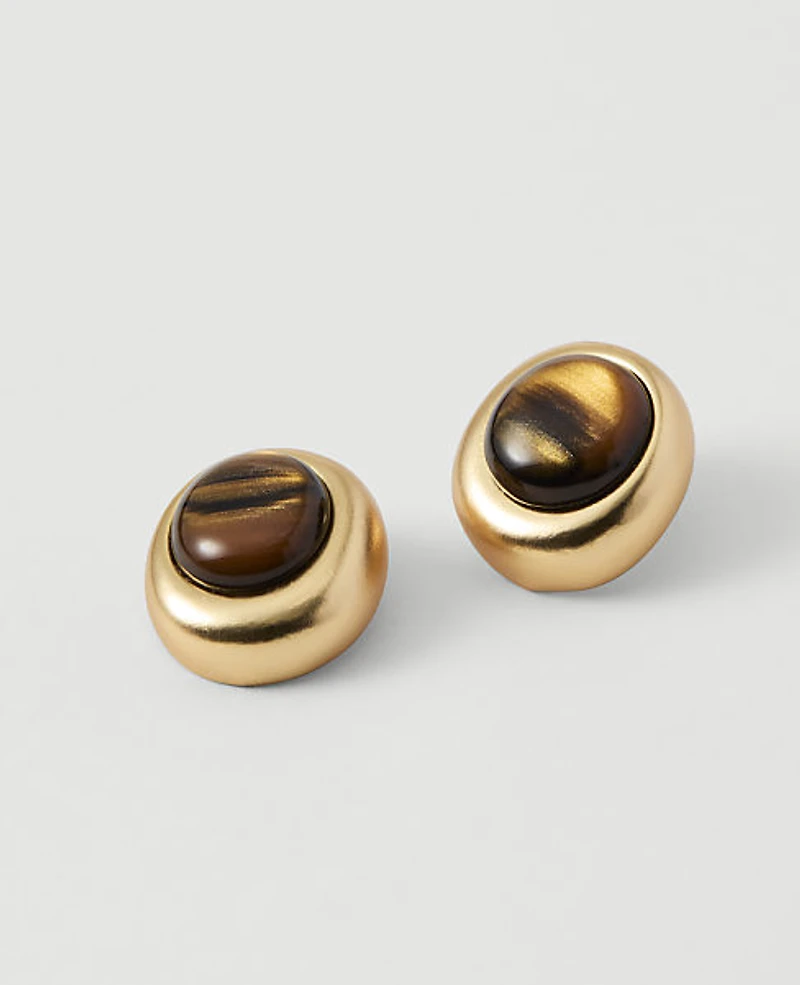 Ann Taylor Round Stone Stud Earrings Goldtone Women's