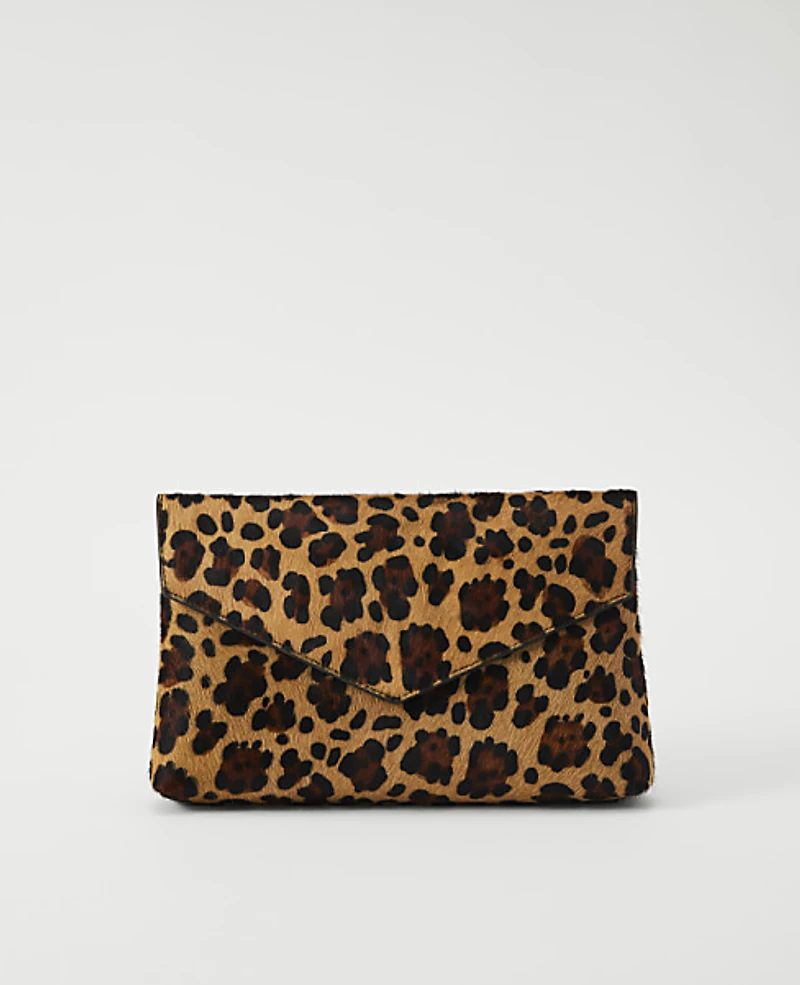 Ann Taylor Weekend Haircalf Envelope Clutch Black Women's