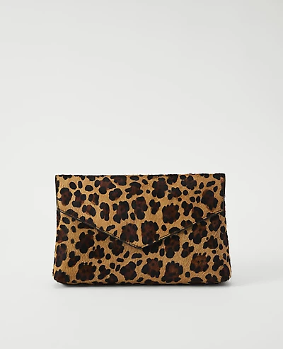 Ann Taylor Weekend Haircalf Envelope Clutch Black Women's