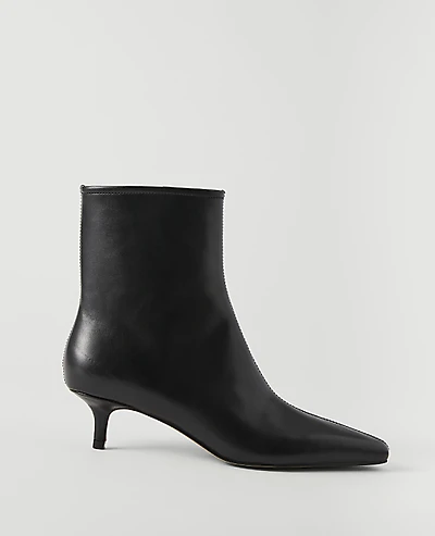 Ann Taylor Leather Skinny Heel Bootie Black Women's
