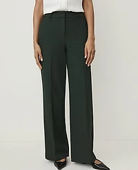 Ann Taylor The Petite Wide-Leg Pant Seasonless Stretch — Curvy Fit Dark Forest Green Women's